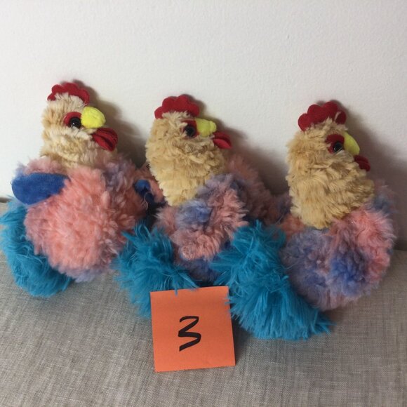 Lot of 3 Way to Celebrate Easter Small Shaggy Rooster Chicken Stuffed Plush Toy - Picture 3 of 7
